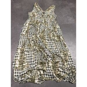 Mile Gabrielle Brown Dainty Floral Sheer Tiered Dress Size 3X F-70